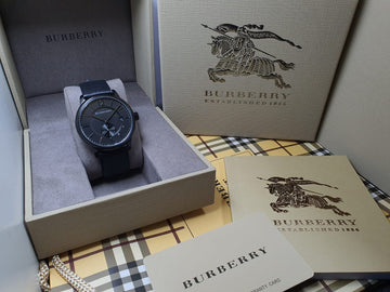 Burberry Men's Black Leather Strap Watch 40mm BU10003